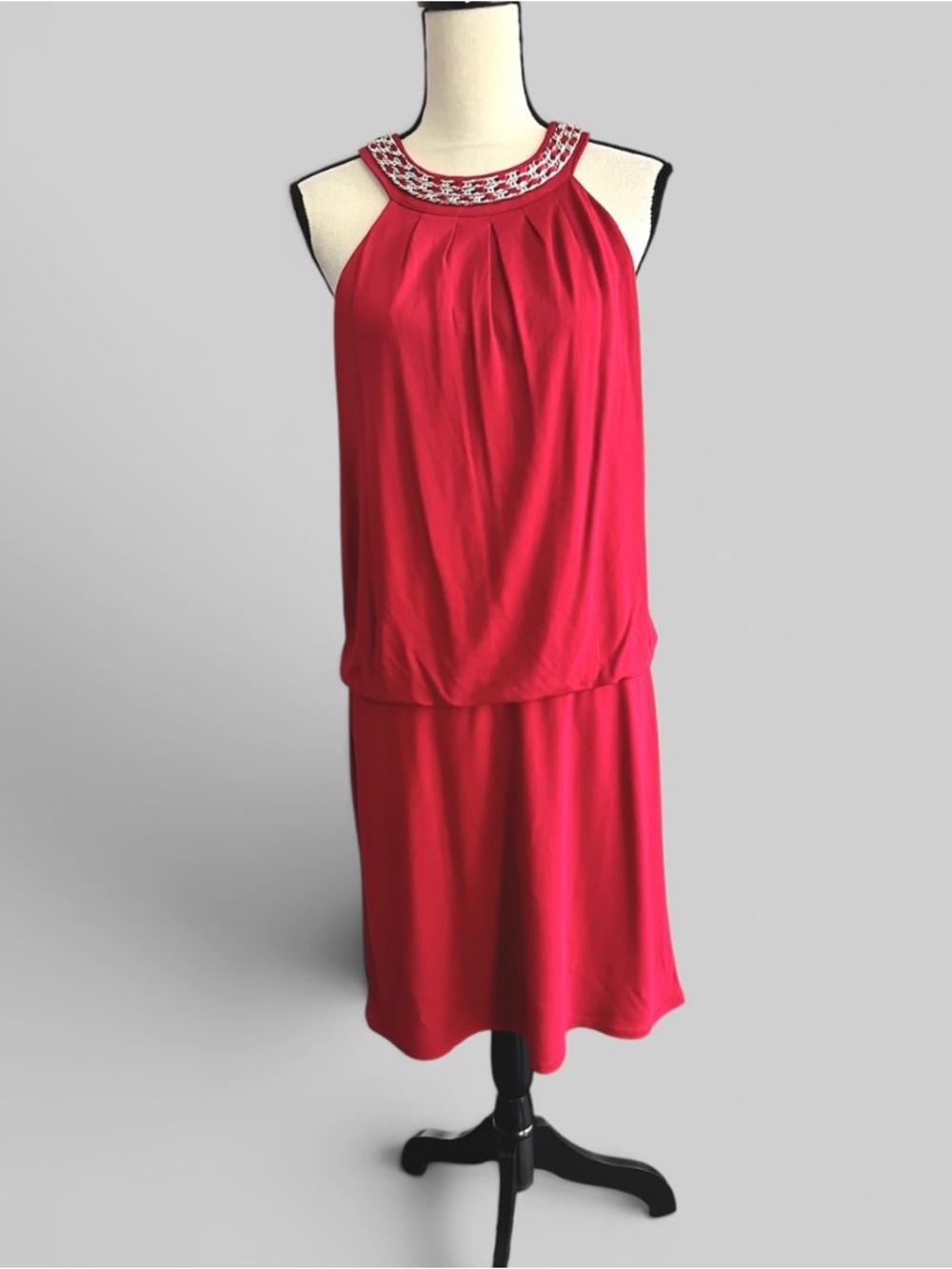 White House Black Market Halter Blouson Dress
